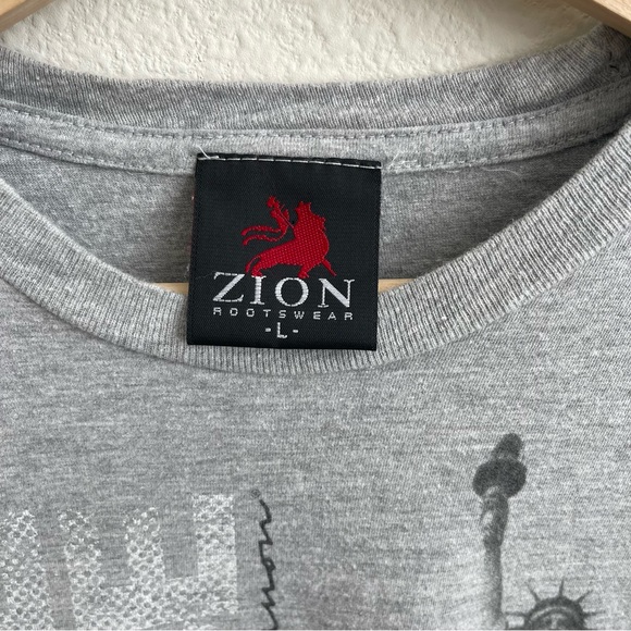 ZION ROOTSWEAR Light Grey John Lennon Imagine Peace NYC Short Sleeve Graphic Tee - Picture 7 of 9